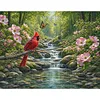 Stream Cardinal Full 11CT 3 Strands DIY Stamped Cross Stitch Kits for Beginners Adults Gift Home Wall Decor Cross Stitch Art and Crafts Kits 50x40cm