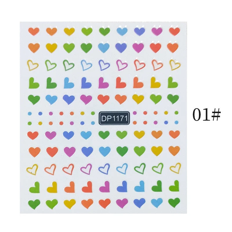 Nail Art 3D Stickers Black White Gold Love Hearts Pattern Nail Decals Manicures Nails Design Adhesive Wraps Tip Decoration