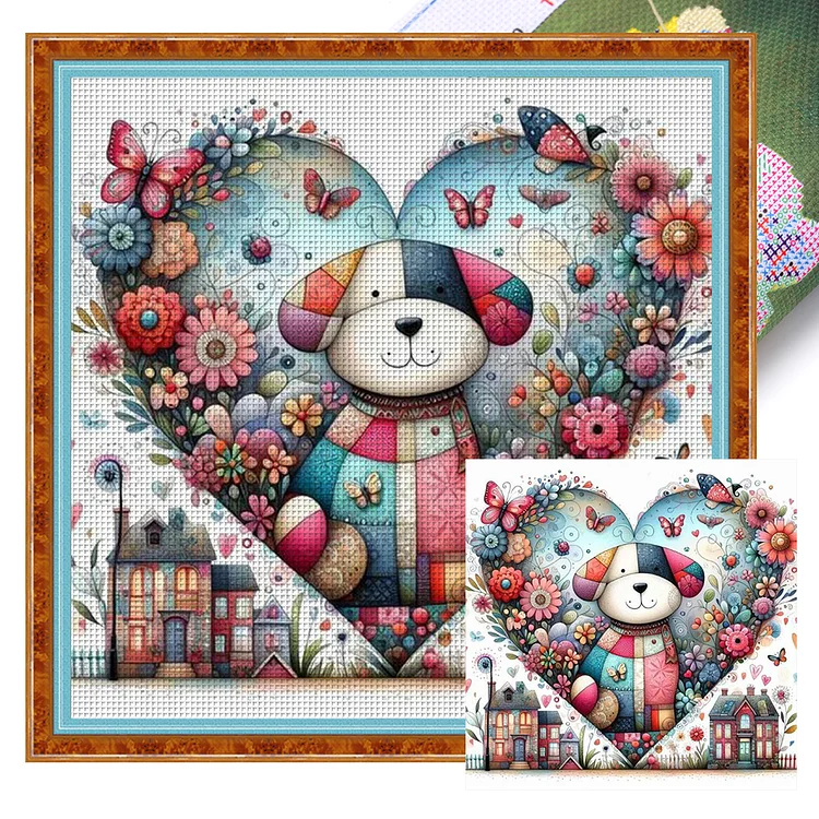 Love Dog House (50*50cm) 11CT Stamped Cross Stitch gbfke