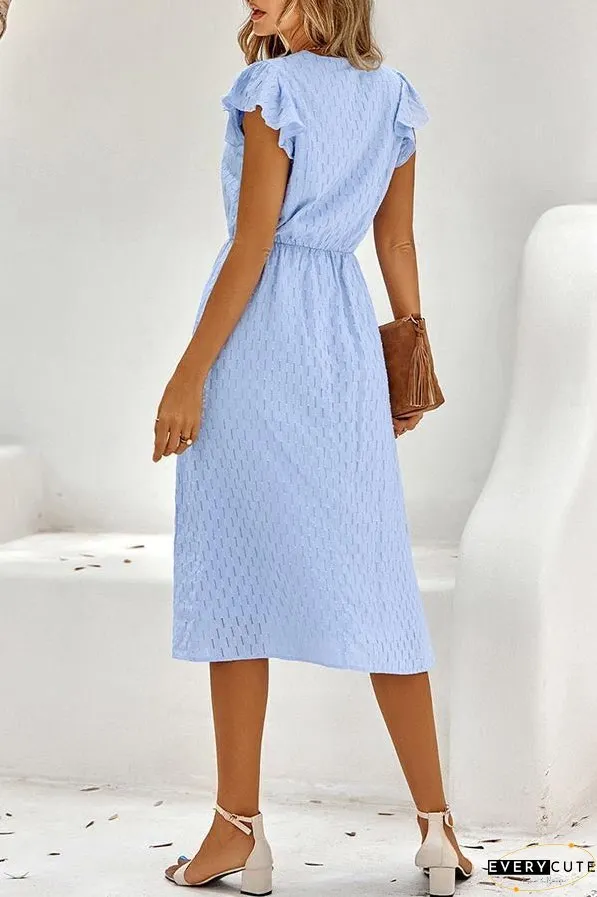 Sweet Elegant Solid V Neck A Line Short Sleeve Dress