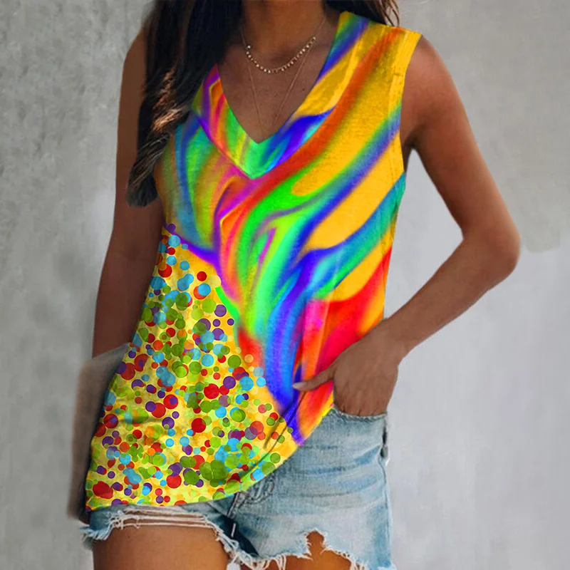 Women's Artist Colorful Tie-dye Print Vest