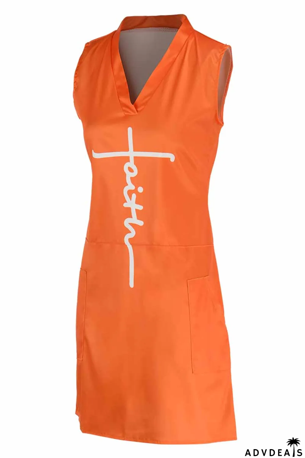 Yellow Fashion Casual Print Split Joint V Neck Sleeveless Dress