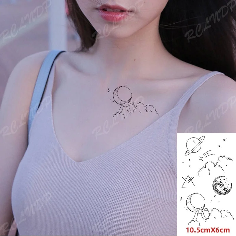 Waterproof Temporary Tattoo Sticker crown cross letter black tatto flash tatoo fake tattoos for men women