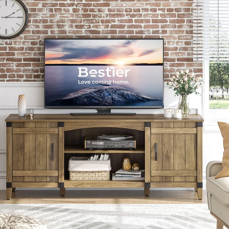 Farmhouse Wood TV Stand Cabinet Console Entertainment Media Center up to 65''