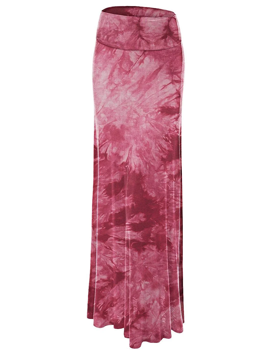 Women's Maxi Skirt Basic Solid Tie Dye Foldable High Waist Floor Length Maxi Skirt S-3XL Plus Size