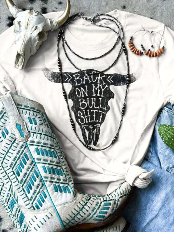 Bull Print Short Sleeve Western Tee