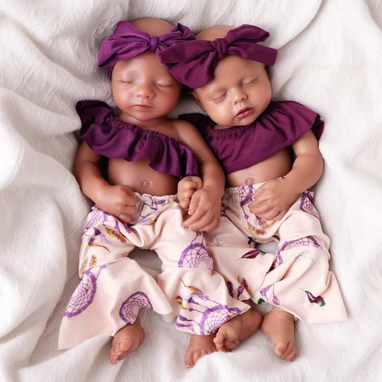 Babeside Aurora 16" Realistic Silicone Sleeping Baby African American Little Infant Girl Healing of the Heart