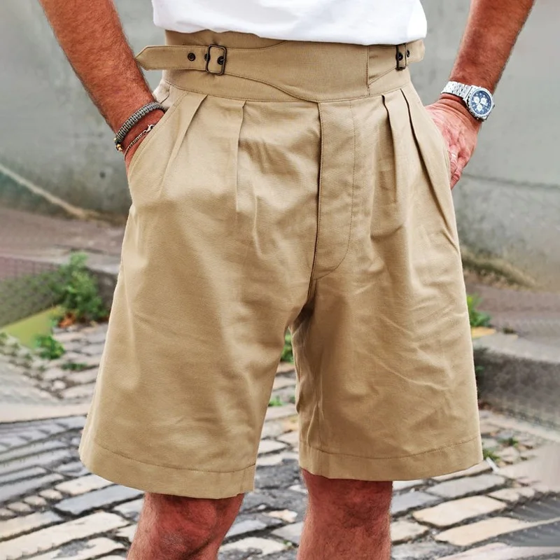 Casual Vintage Pocket Belt Vacation Shorts