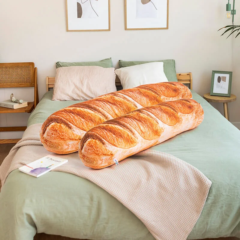 Mewaii 3D Simulation Bread Plush Pillow Soft Butter Toast Bread Body Pillow Lumbar Baguette Back Cushion Gift for Girls Boys