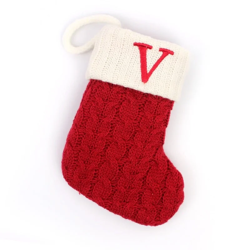 Christmas Red Socks Alphabet Knitting Christmas-Tree Pendant