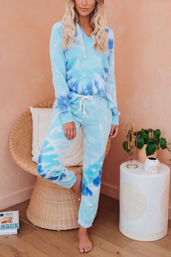 Casual Tie-dye Printed Sports Set