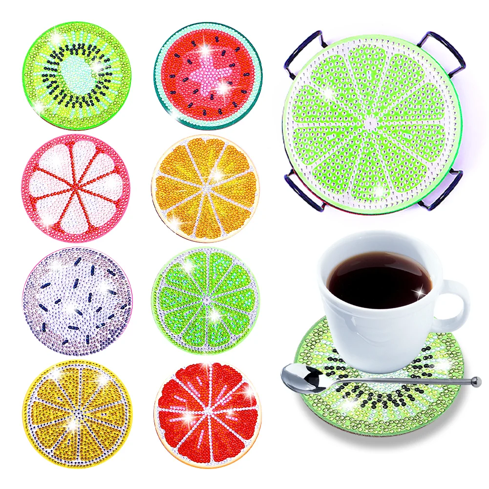 DIY Wooden Fruits Coasters Diamond Painting Kits for Beginners, Adults & Kids Art Craft Supplies