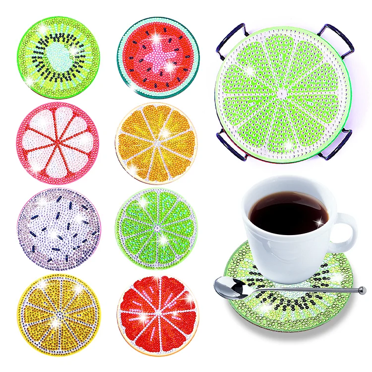 Colorful Fruits - Diamond Painting Coaster - DIY Mandala Cup Cushion Table Placemat