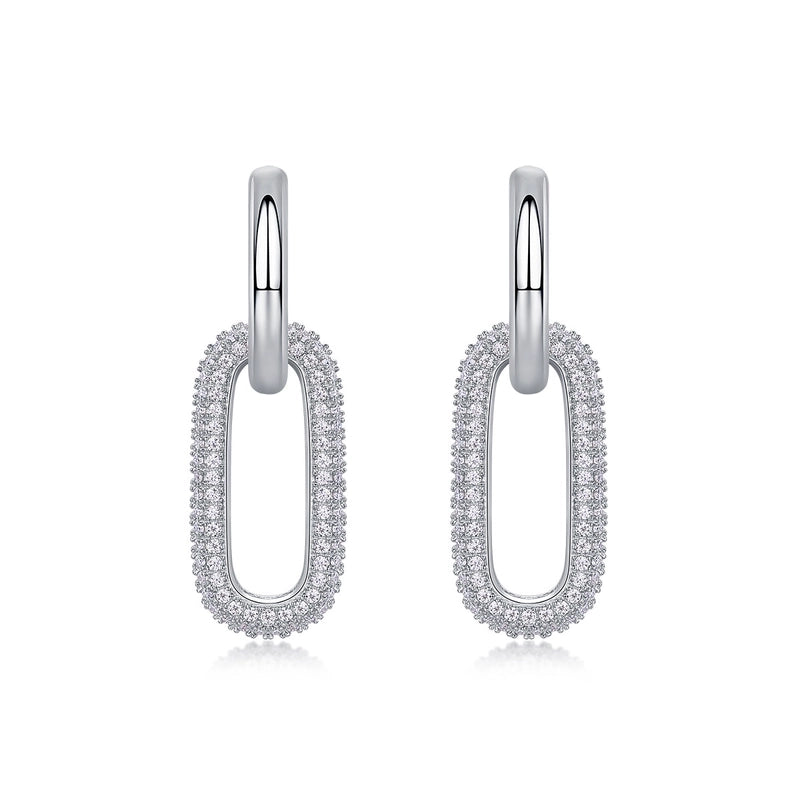 1 Pair 925 Sterling Silver Moissanite Geometric Earrings