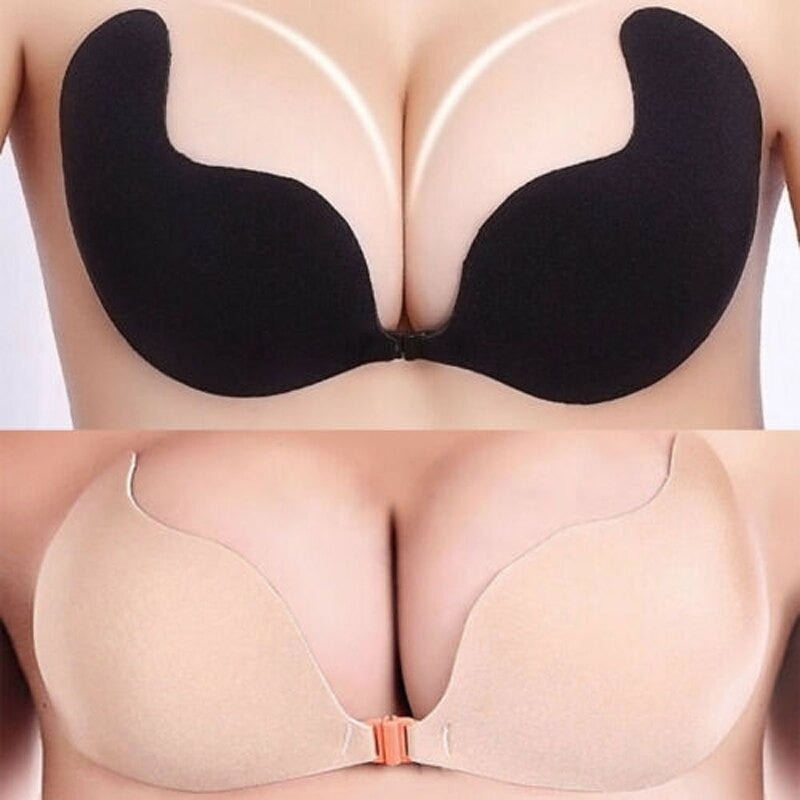 Adhesive invisible gathering bras