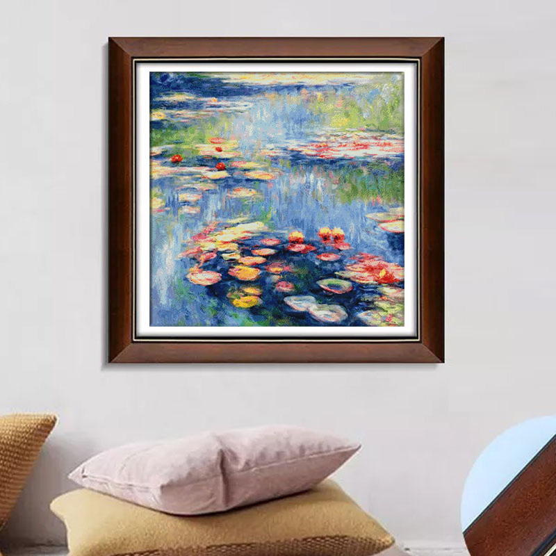 【Xiaobai Brand】Monet'S Water Lilies Full 14CT Pre-stamped Canvas(74*74cm) 53 Colors Cross Stitch