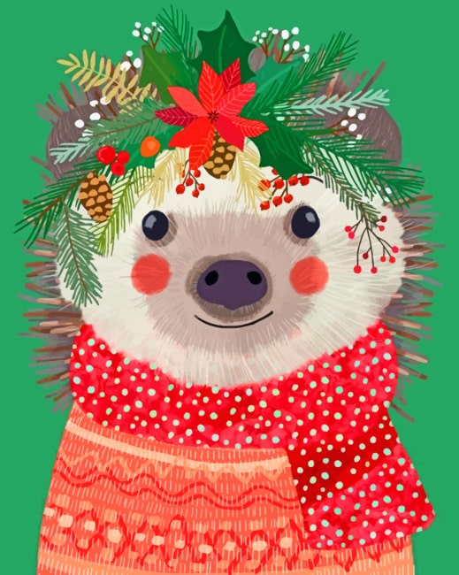 

Hedgehog Celebrating Christmas – Illustration Paint By Numbers - 40*50CM, 501 Original