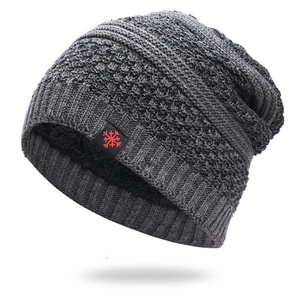 BrosWear Men's Winter Daily Simple Style Outdoor Deep Gray Knitted Ski Cap