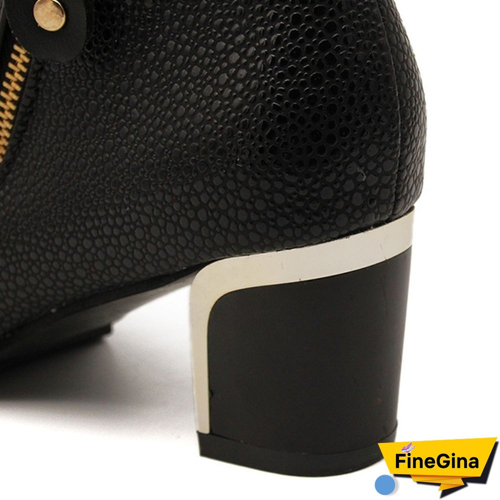 Fashion Womens Autumn Winter Ladies Shoes Leather Sexy Ankle Boots Zipper Thick Heels