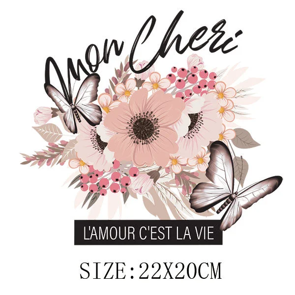 Beautiful Flowers Thermal Sticker On T-shirt DIY Washable Patches On Clothes Funny Design Iron On Transfer For Hoodies Bag Decor