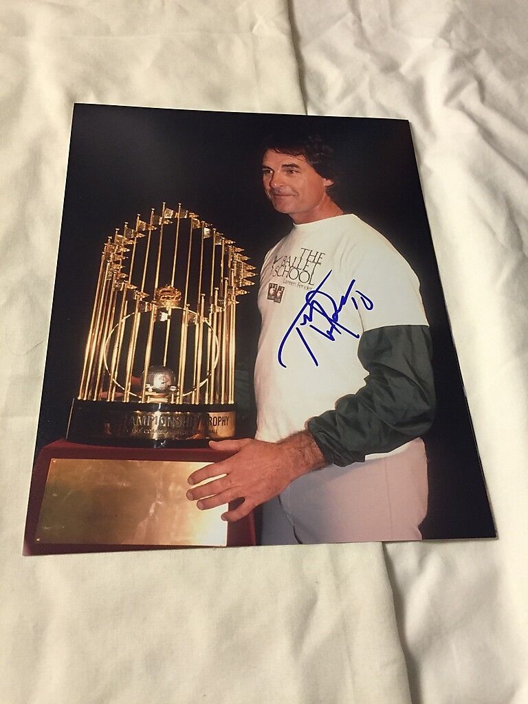 TONY LARUSSA WORLD CHAMPS OAKLAND A'S SIGNED AUTOGRAPHED 8X10 Photo Poster painting W/COA 4