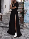 Solid Color Split-Side Falbala Half Sleeve Bohemia Maxi Dress