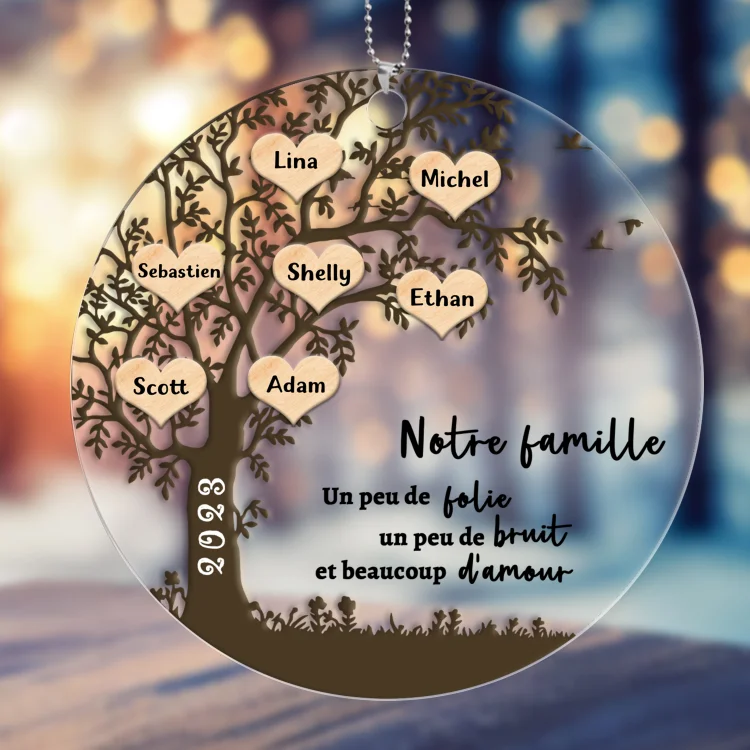 À ma Famille - Ornements de Noël en Acrylique 1-10 Prénoms Personnalisés Arbre de vie Jessemade FR