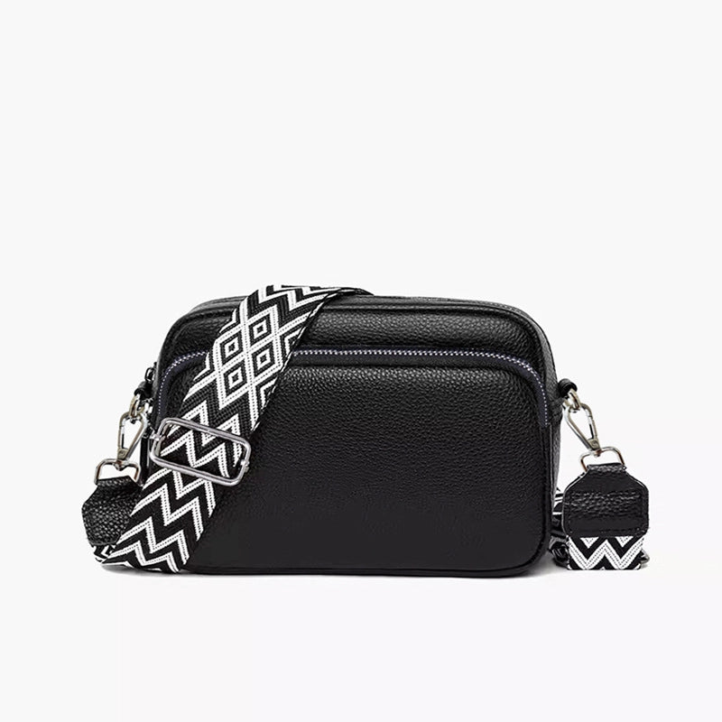 Women’s Pu Leather Solid Color Classic Style Square Zipper Crossbody Bag