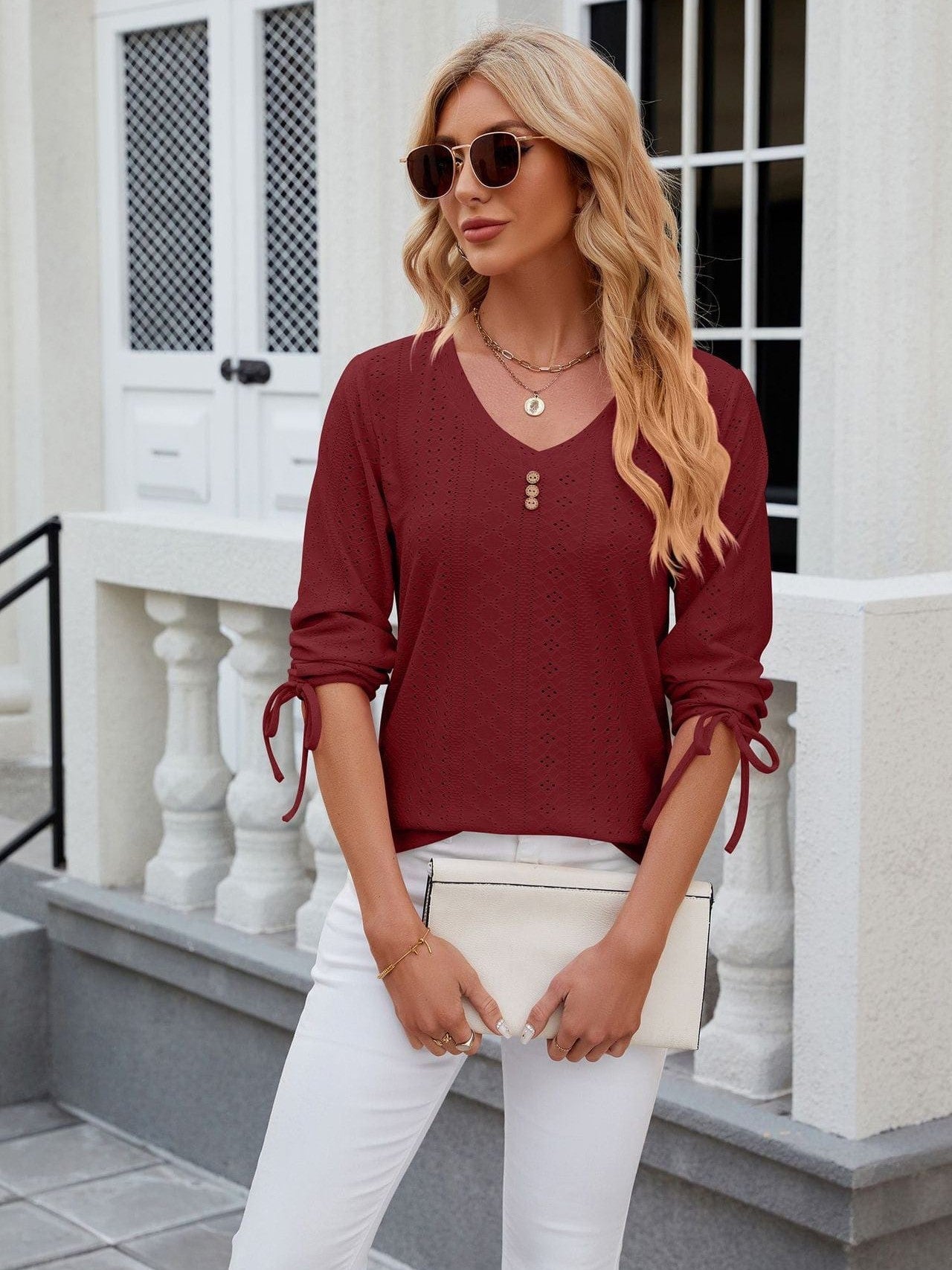 Grey Ribbed Knit Top with Short Sleeves