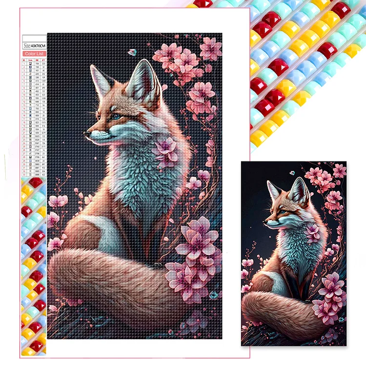 Diamond Painting - Full Square - Peach Blossom Fox(45*75cm)