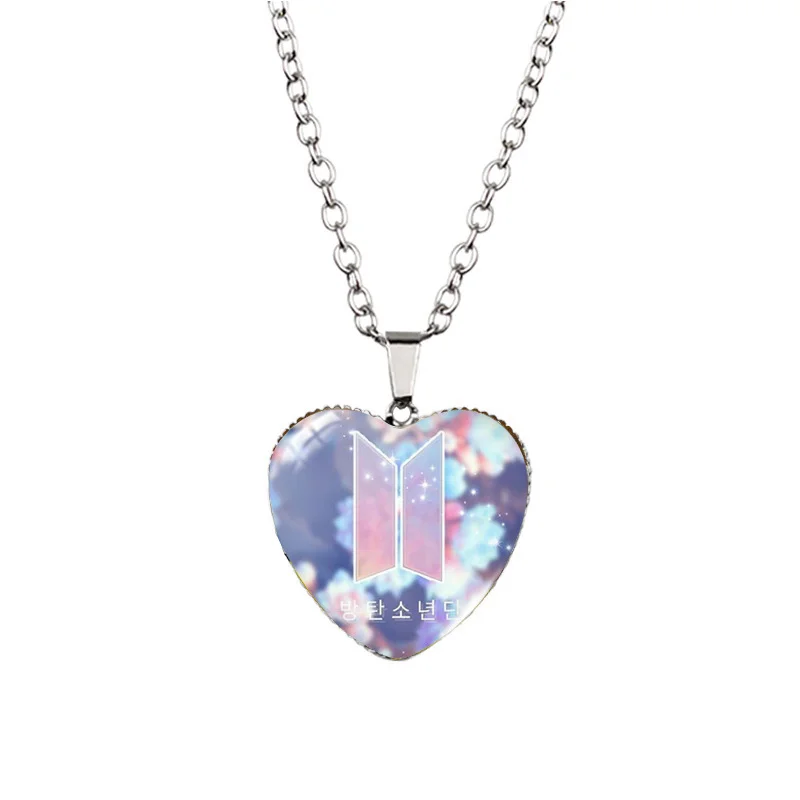 BTS Love Heart Time Gem Necklace