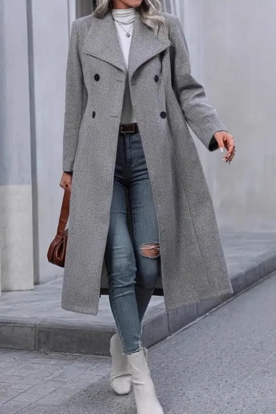 Slim Fit Double Breasted Wool Overcoat
