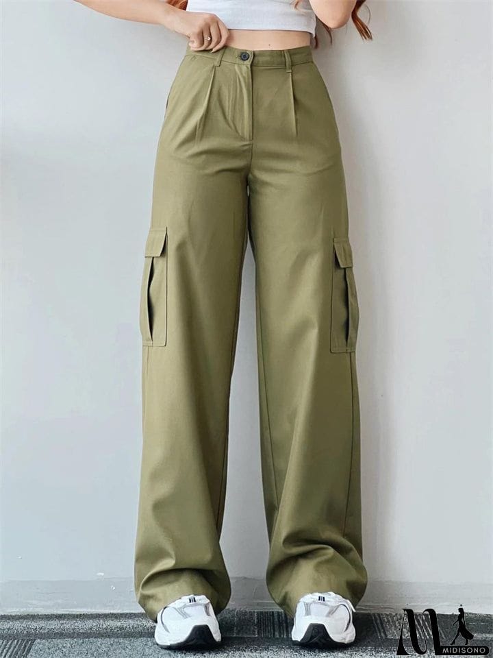 MidiSono - Ladies Temperament Leisure Multi-pocket Trousers