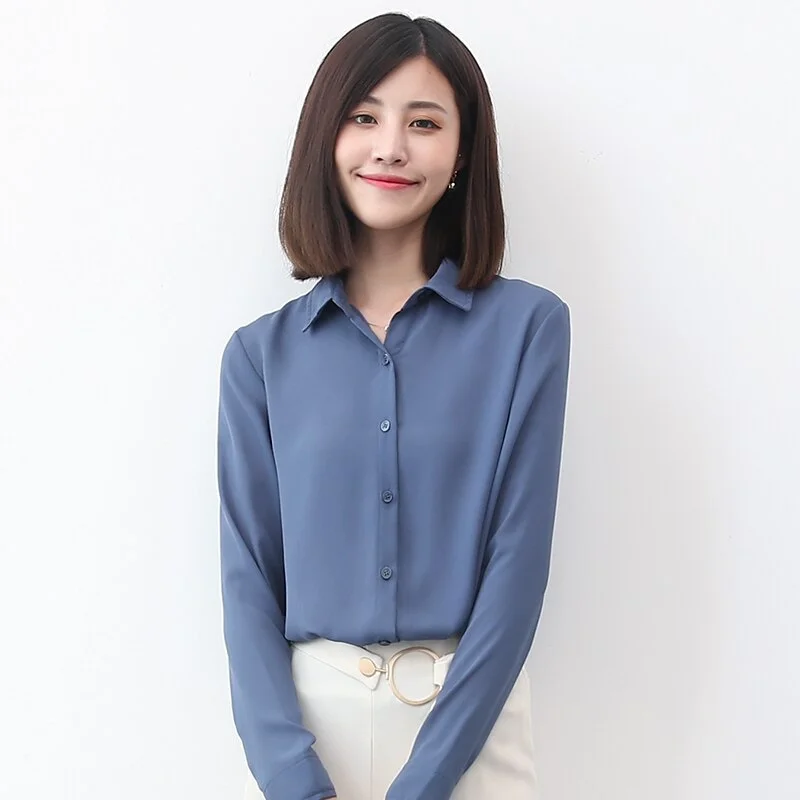 Women Chiffon Shirts Womens Tops And Blouse 2021 New Casual Multi Color Womenswear Plus Size Long Sleeve Blouses Clothing 4XL