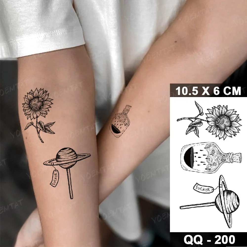 Waterproof Temporary Tattoo Stickers Clock Compass Flower Arrow Henna Flash Tatoo Women Men Indian Hand-painted Small Fake Tatto