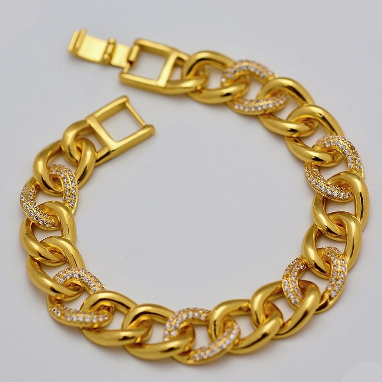 Gold color Bracelet For Women Man Vintage Crystal Bracelet Zircon Micro-inlaid Bracelet