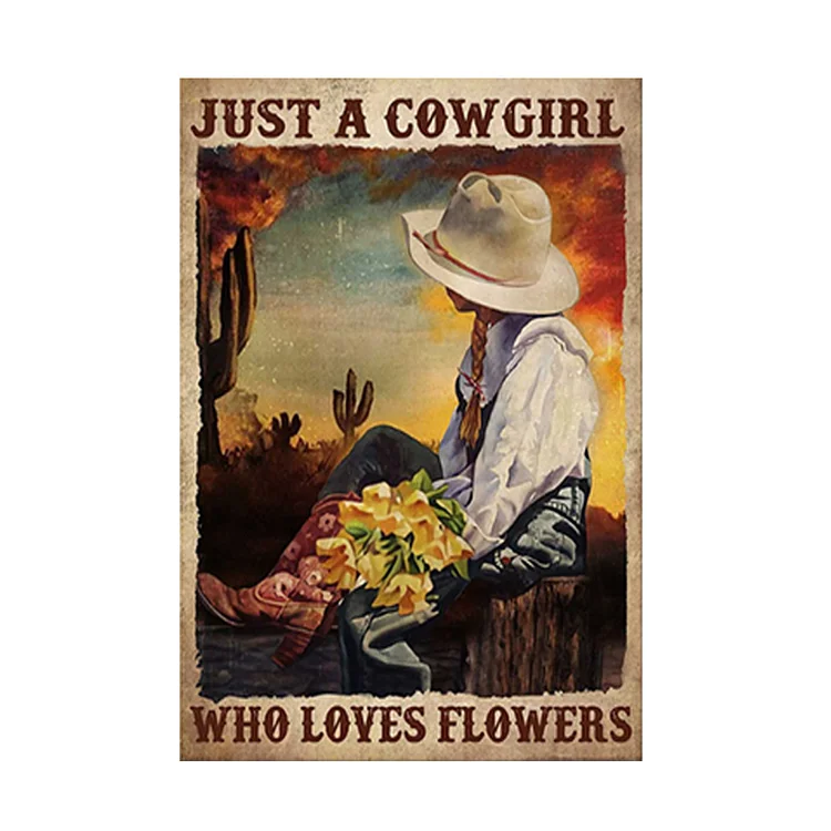 Cowboy - enseigne vintage en étain - 7.9x11.8 & 11.8x15.7inch