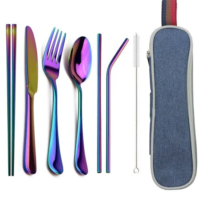 Eco-Friendly Cutlery Set Reusable Flatware with Portable Case