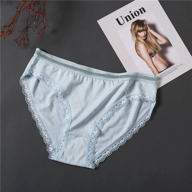 Women Cotton Panties Sexy Lace Briefs Female Underwear Ladies Floral Low Waist Underpants Lingerie Pantys for Woman Panties