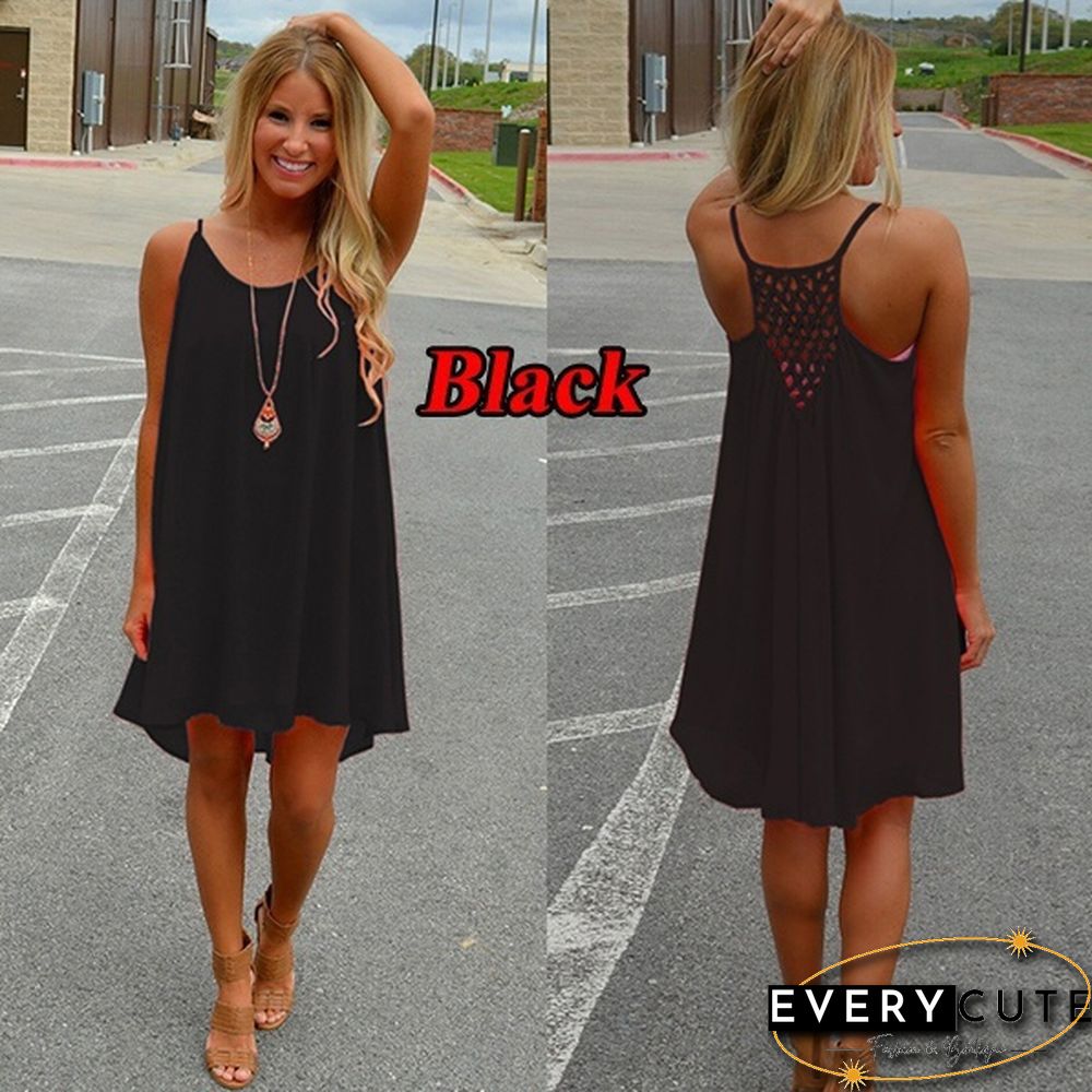 Summer Casual Sleeveless Evening Party Backless Beachwear Sexy Womens Mini Dress