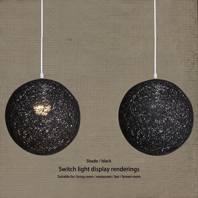 European E27 LED Hemp Ball Pendant Lights Rattan Pendant Lamp Creative Personality Bar Restaurant Home Decoration Lamps