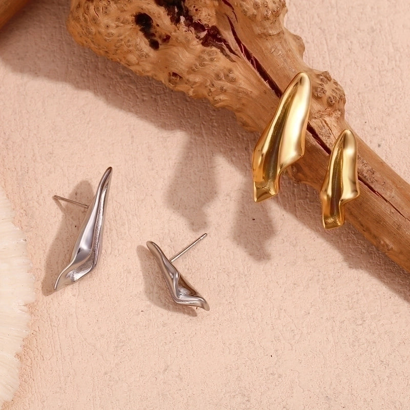 1 Pair Basic Minimalist Classic Style Geometric Solid Color Plating 304 Stainless Steel 18K Gold Plated Ear Studs