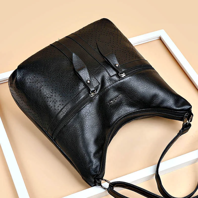 Vintage Wash Leather Messenger Bag Women's Large Capacity Middle-aged Mother Bag Women's Shoulder Bag
