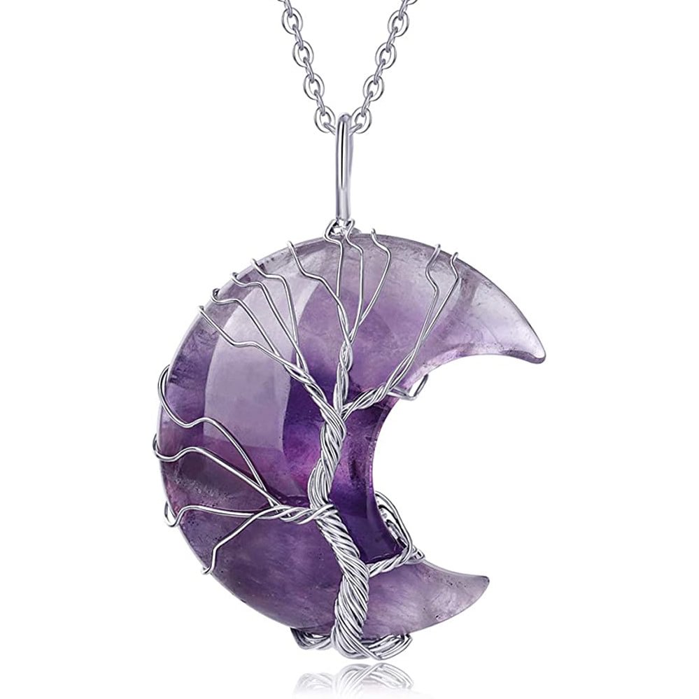 “Tree Of Life” Crescent Moon Pendant Necklace Jewelry