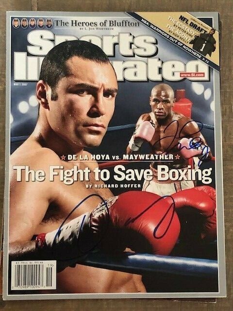 Oscar De La Hoya Floyd Mayweather Sports Illustrated signed autographed BAS LOA