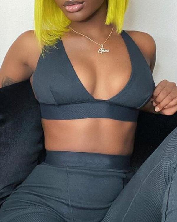 V Neck Bra Yoga Suit
