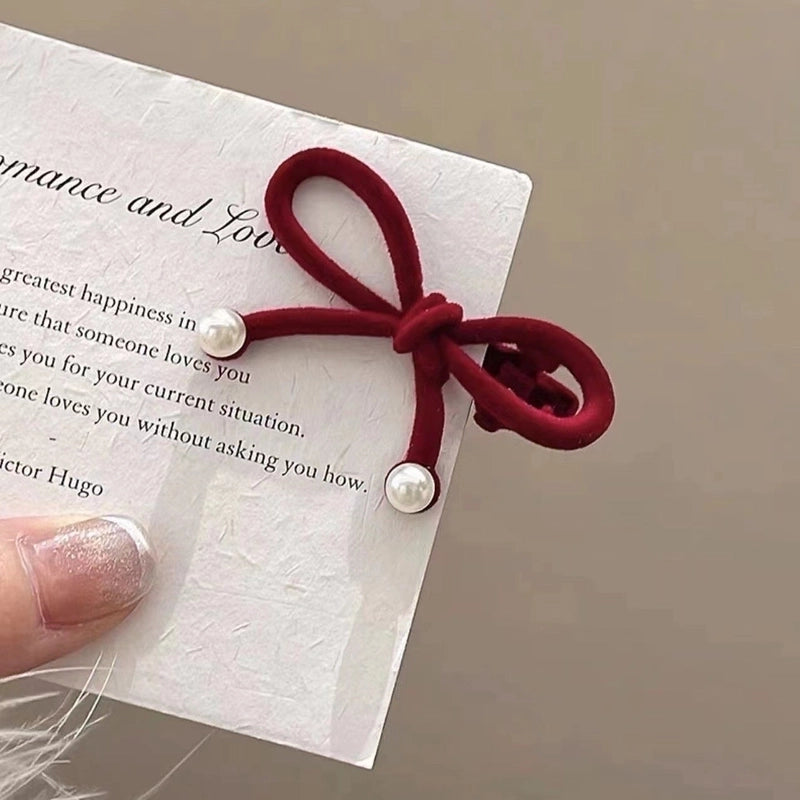 Elegant Cute Sweet Women’s Bow Knot Snowflake Flannel Rhinestones Hair Clip