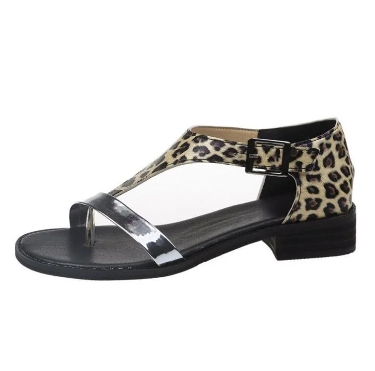 Low Flat Gladiator Sandals Women Leather T-Strap Rome Sandals Cover Heel Buckle Strap Concise Mixed Colors Bohemian Shoes