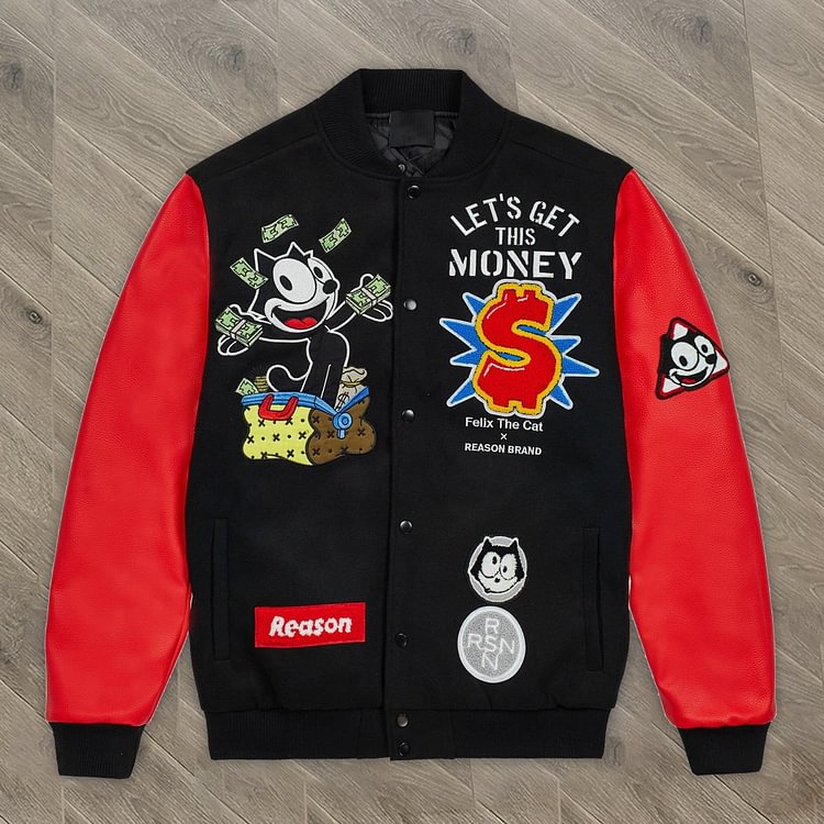 Retro cartoon print fashion color contrast sports jacket