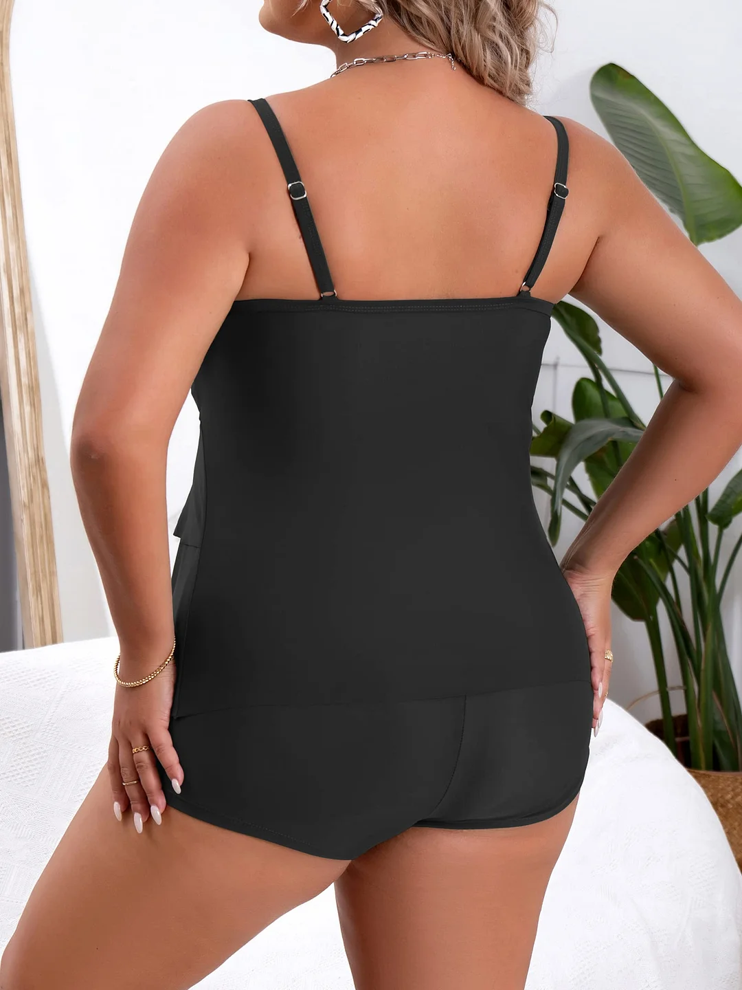 Plus Size Ruffled Flounce Tummy Control Tankini Swimsuits